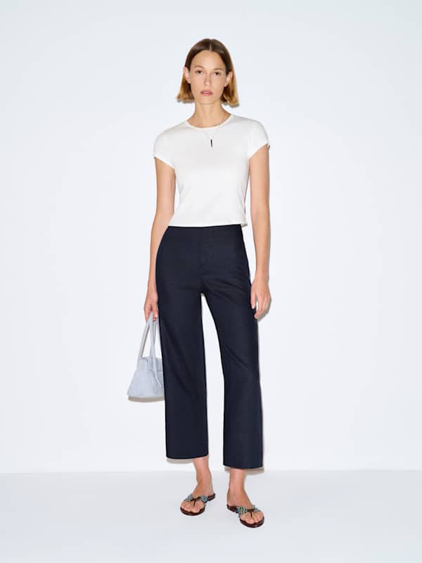 Joni Linen Cropped Pant - Midnight