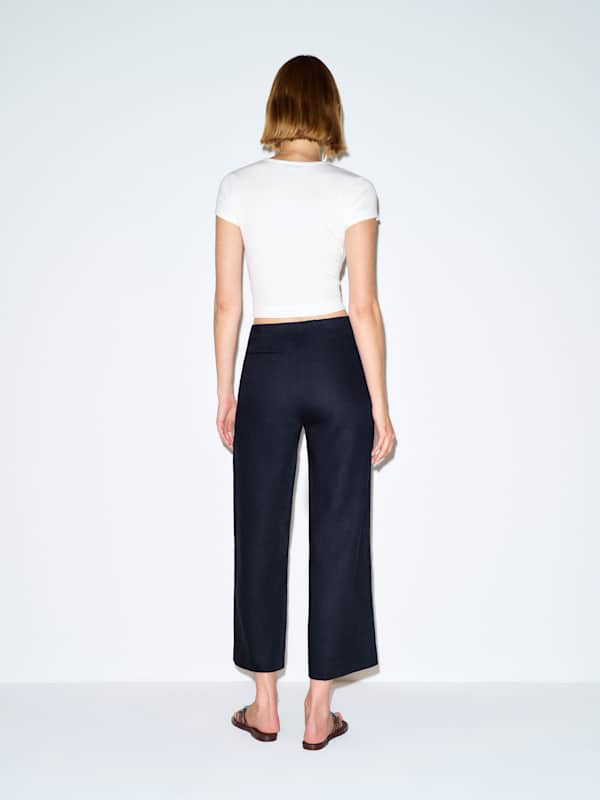 Joni Linen Cropped Pant - Midnight