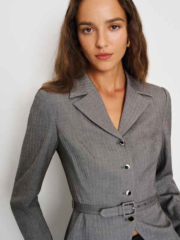 Mabel Jacket - Black Herringbone