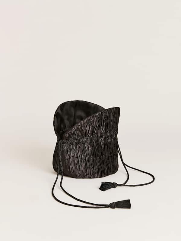 Aphrodite Pleated Pouch - Plisse Black Satin