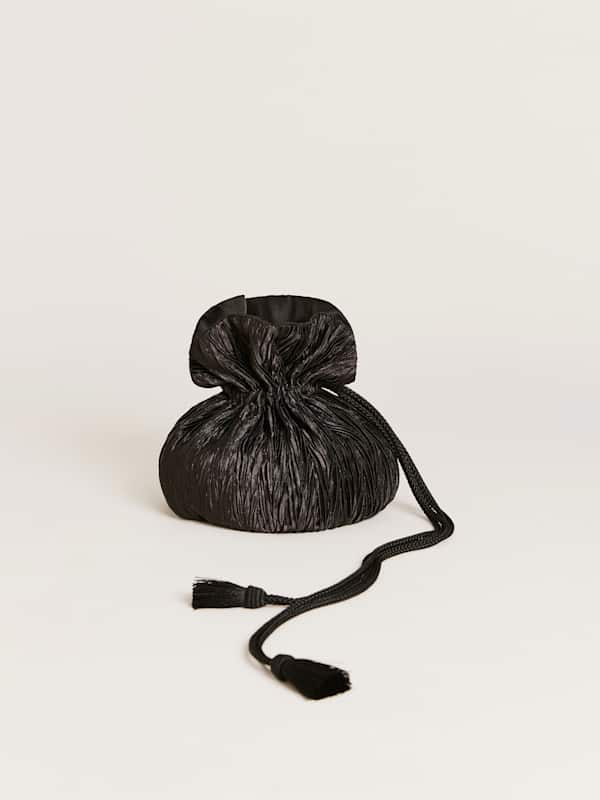Aphrodite Pleated Pouch - Plisse Black Satin