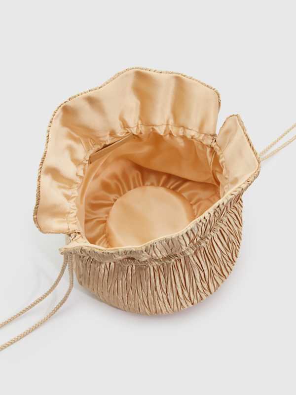 Aphrodite Pleated Pouch - Plisse Champagne Satin