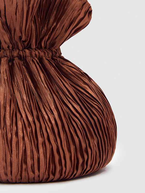 Aphrodite Pleated Pouch - Plisse Espresso Satin