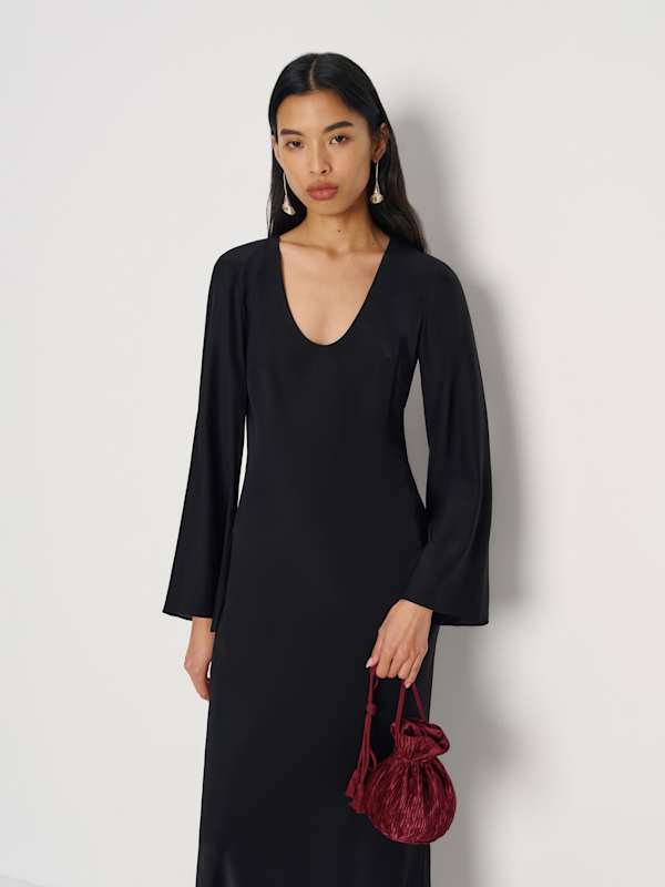 Aphrodite Pleated Pouch - Plisse Oxblood Satin