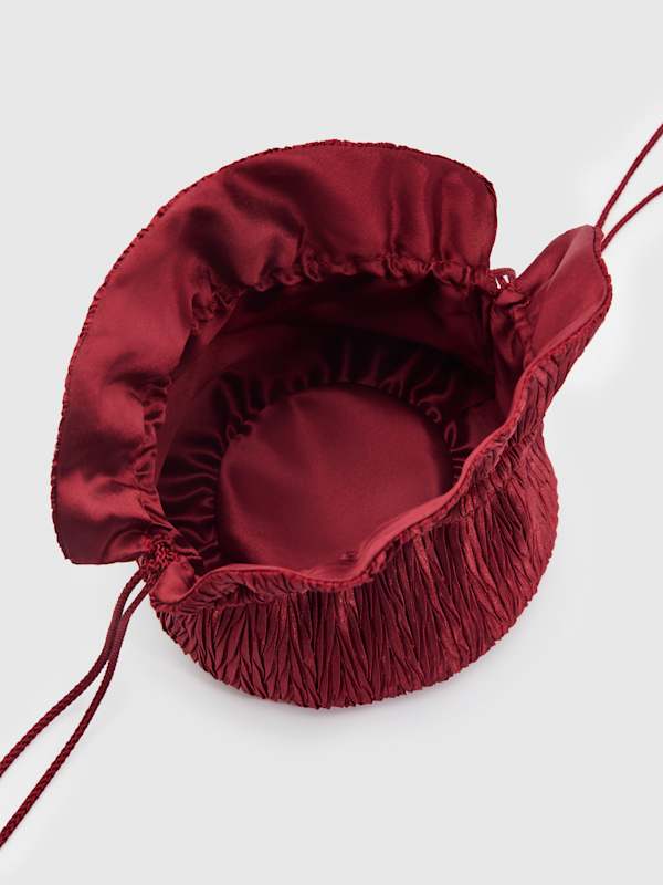 Aphrodite Pleated Pouch - Plisse Oxblood Satin