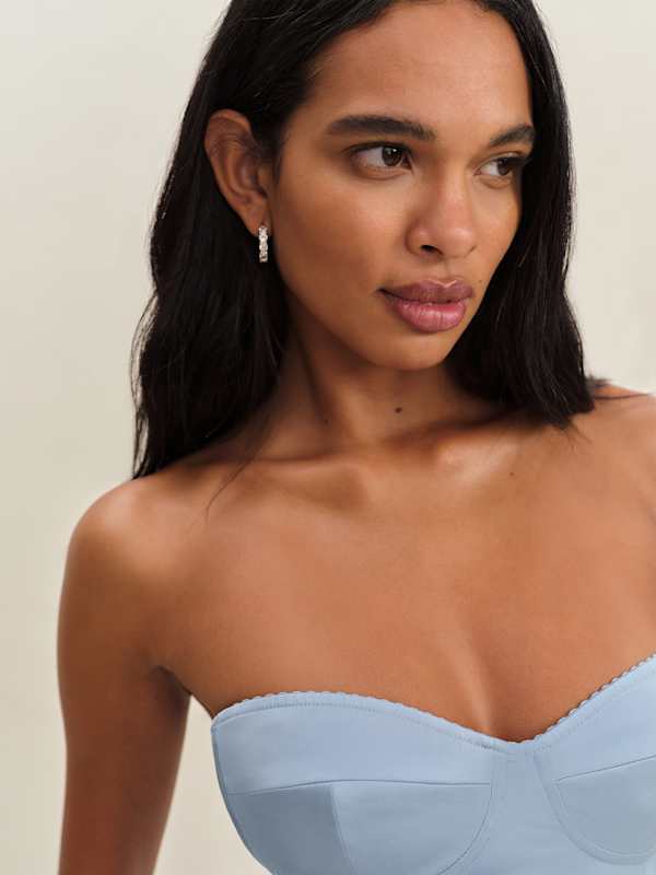 Britney Satin Dress - Blue Mist