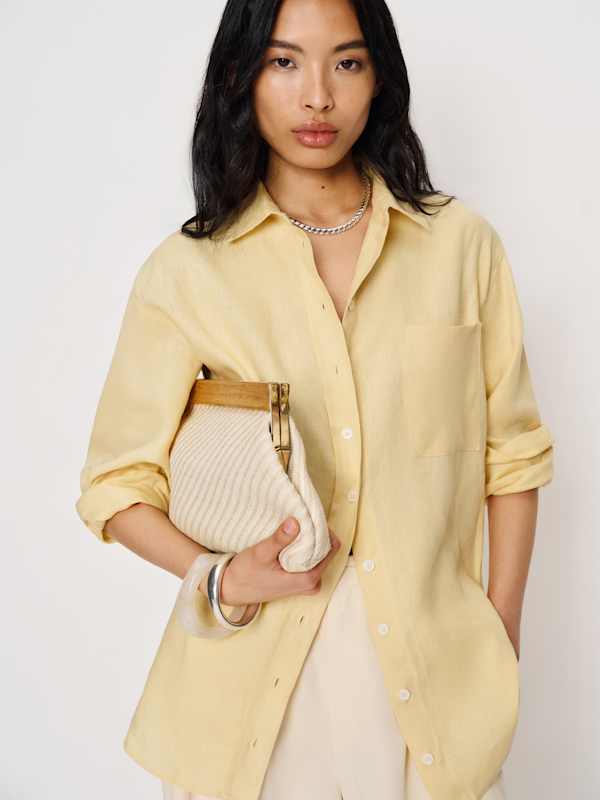 Eli Oversized Linen Shirt - Parmesan