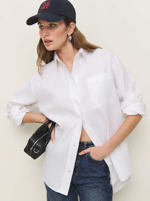 Eli Oversized Linen Shirt - White