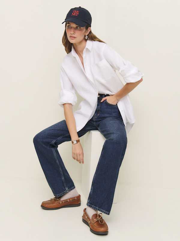 Eli Oversized Linen Shirt - White