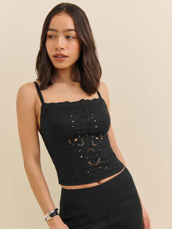 Eva Linen Top - Black