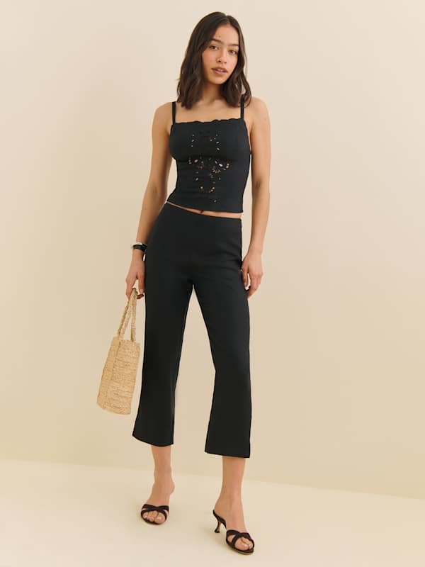 Eva Linen Top - Black