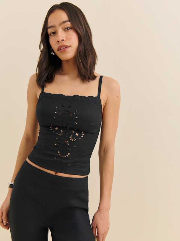 Eva Linen Top - Black