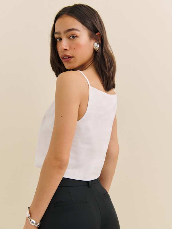 Kerri Linen Top - White