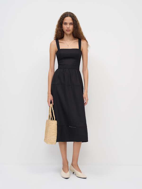 Everett Linen Dress - Black