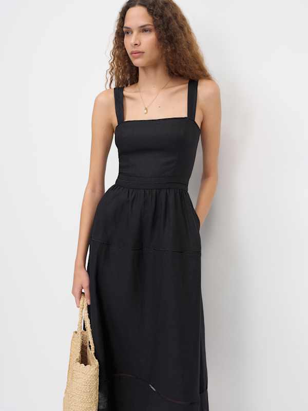 Everett Linen Dress - Black
