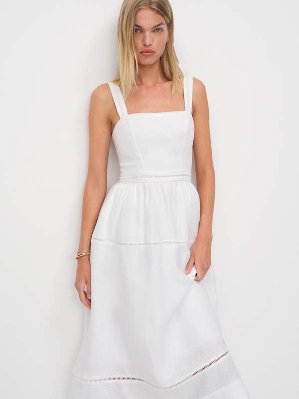 Everett Linen Dress - White