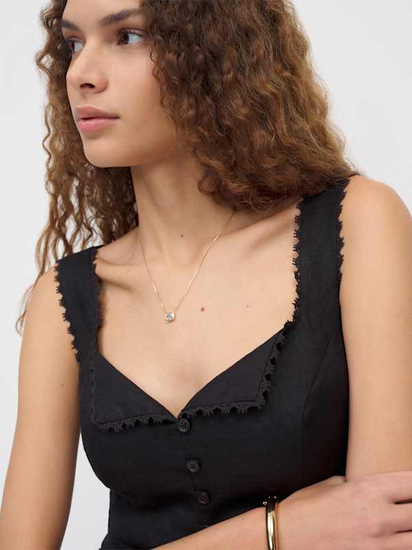 Viola Linen Top - Black