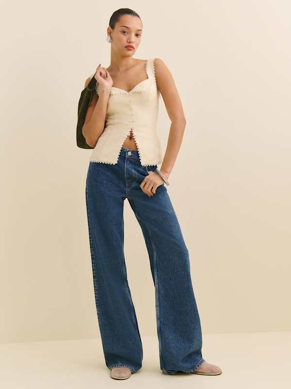 Viola Linen Top - Sugar