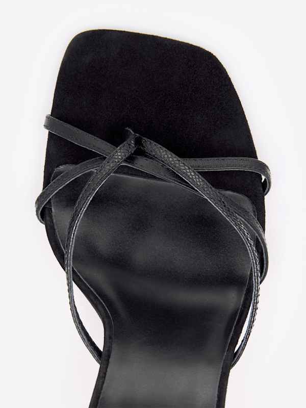 Gen Heeled Sandal - Black Snake Suede
