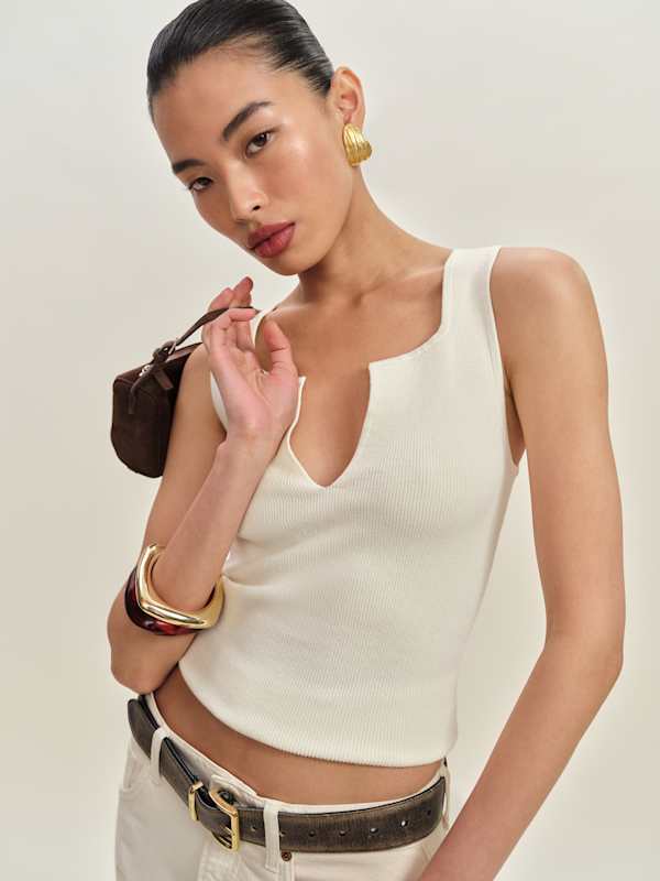 Rylie Cotton Sweater Tank - Fior Di Latte