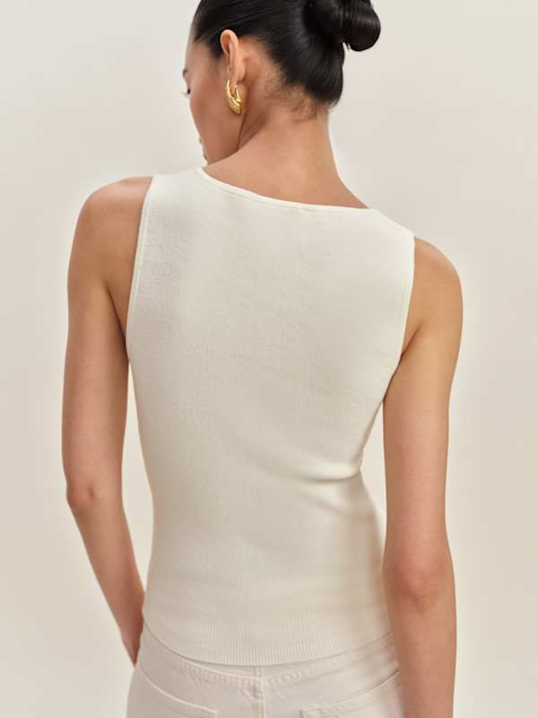 Rylie Cotton Sweater Tank - Fior Di Latte