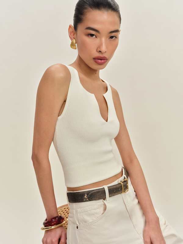 Rylie Cotton Sweater Tank - Fior Di Latte