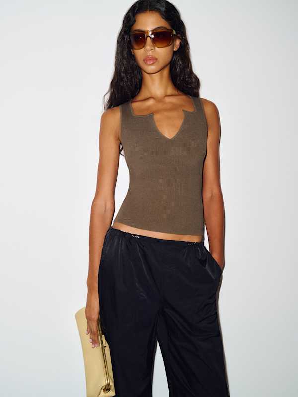 Rylie Cotton Sweater Tank - Putty