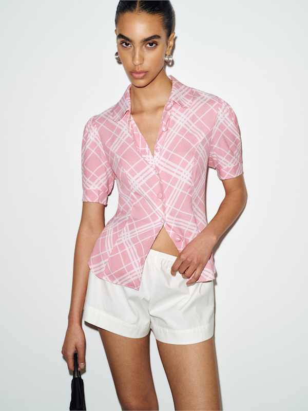 Elani Top - Rosa Plaid