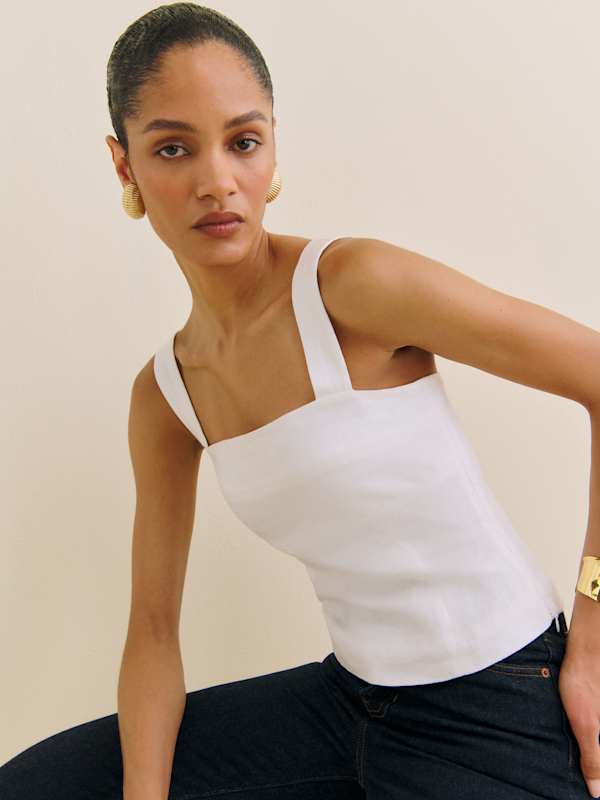 Darci Linen Top - White