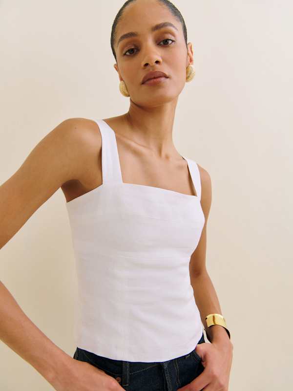 Darci Linen Top - White