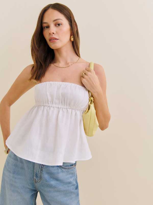 Inez Linen Top - White