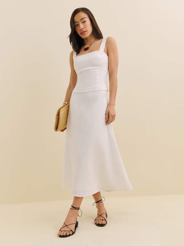 Ivy Linen Skirt - White