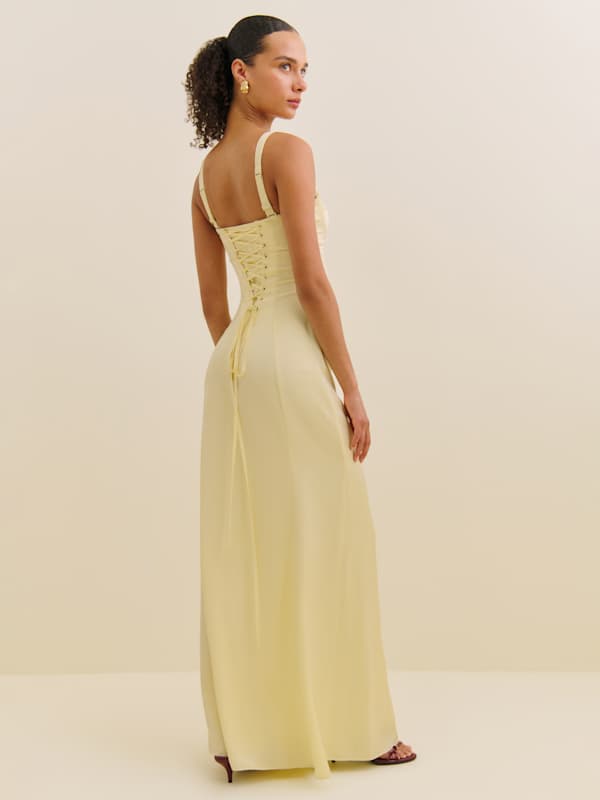 Petites Britney Satin Dress - Buttercup