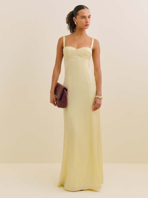 Petites Britney Satin Dress - Buttercup