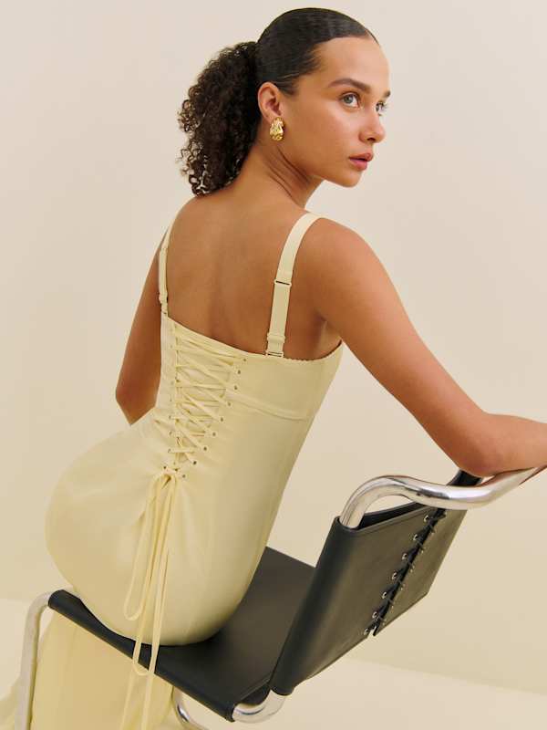 Petites Britney Satin Dress - Buttercup