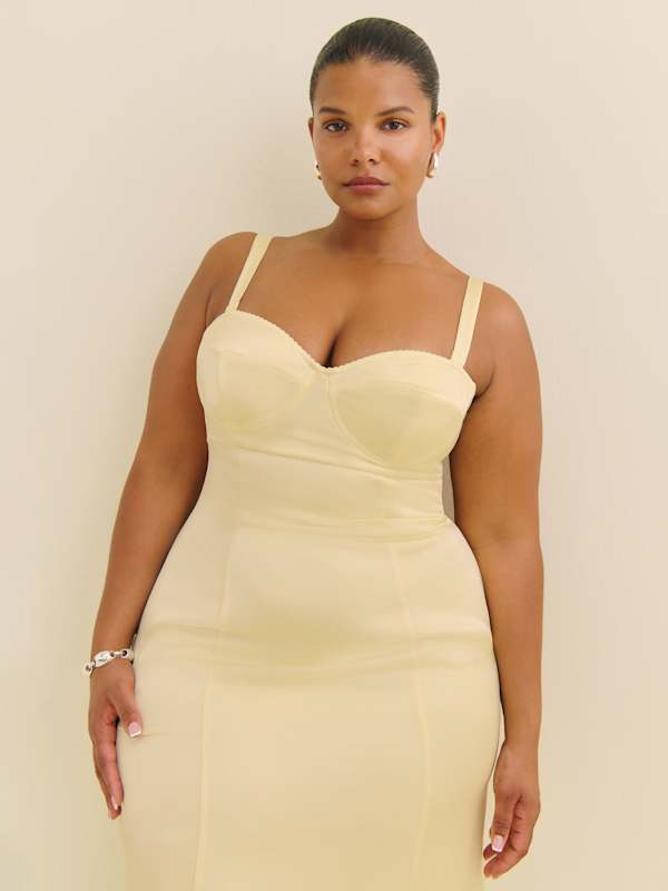 Britney Satin Dress Es - Buttercup