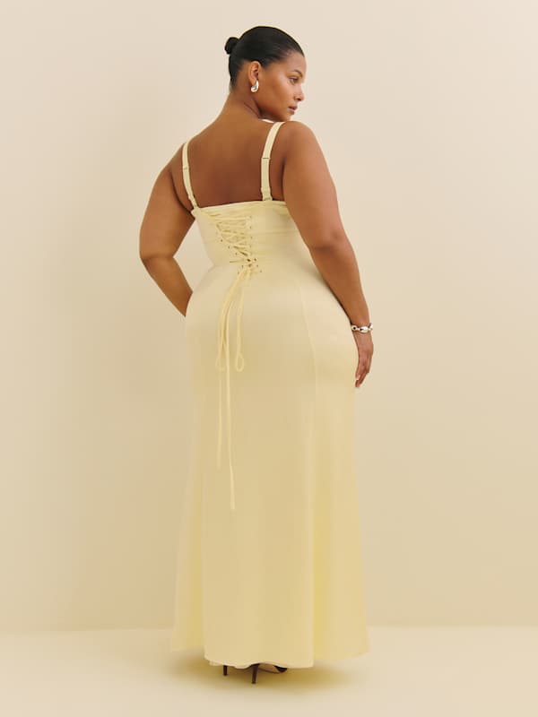 Britney Satin Dress Es - Buttercup