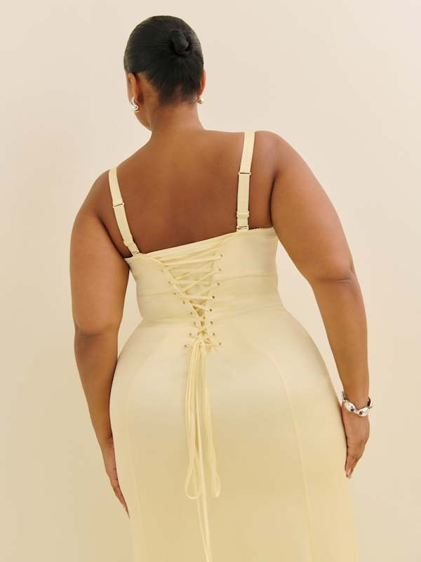 Britney Satin Dress Es - Buttercup