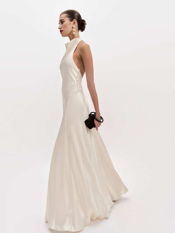 Roy Satin Dress - Fior Di Latte