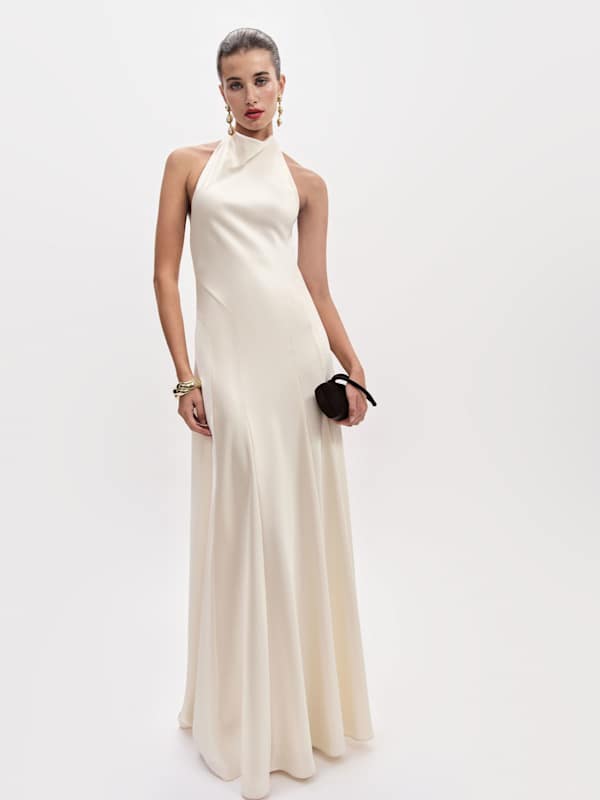 Roy Satin Dress - Fior Di Latte