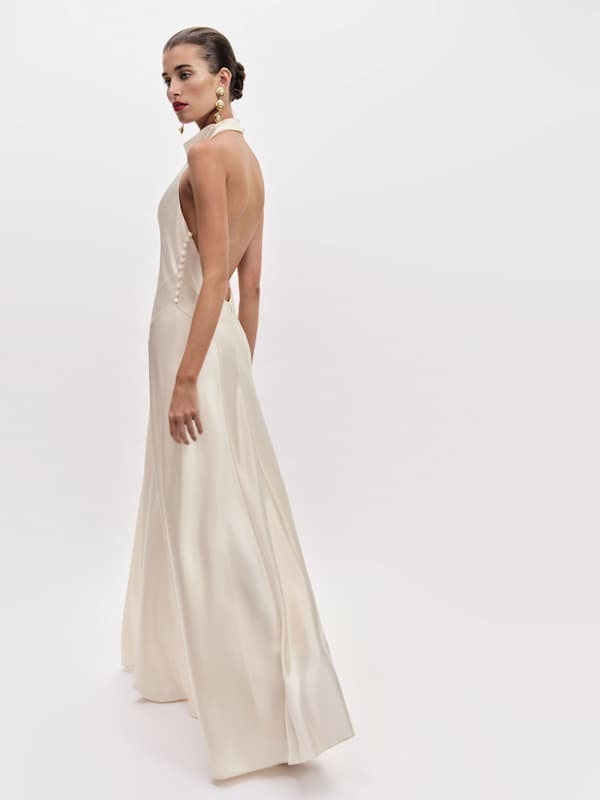 Roy Satin Dress - Fior Di Latte