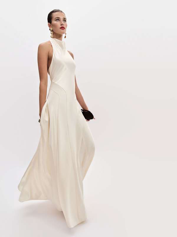 Roy Satin Dress - Fior Di Latte