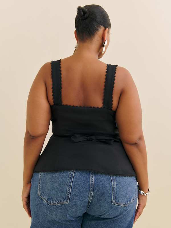 Viola Linen Top Es - Black