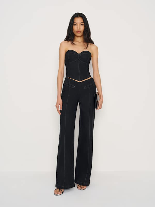 Kamila Denim Top - Black