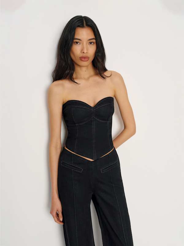 Kamila Denim Top - Black