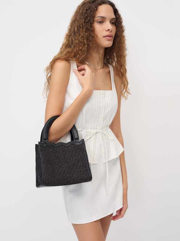 Emma Mini Bag - Black Raffia