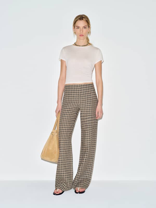 Petites Vida Linen Low Rise Pant - Beacon Check