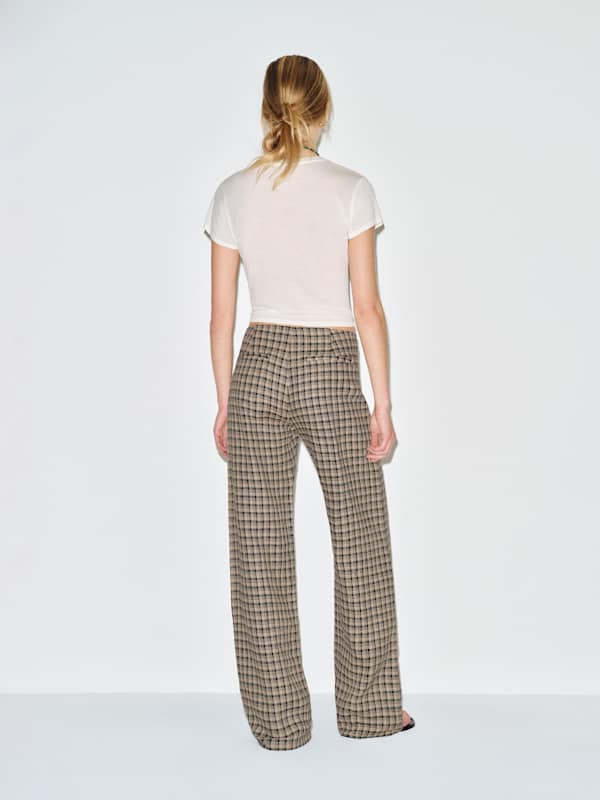 Petites Vida Linen Low Rise Pant - Beacon Check