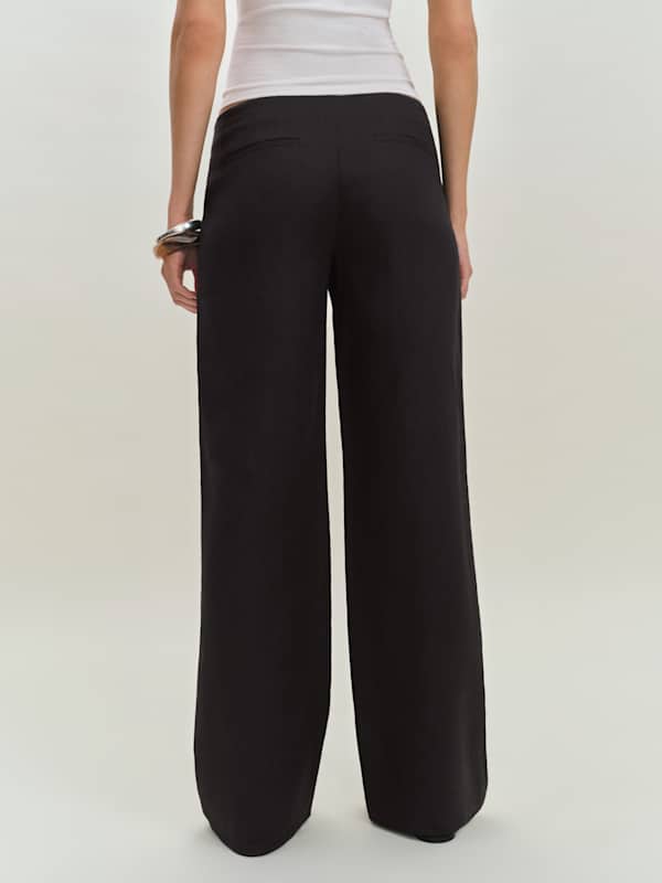 Petites Vida Linen Low Rise Pant - Black