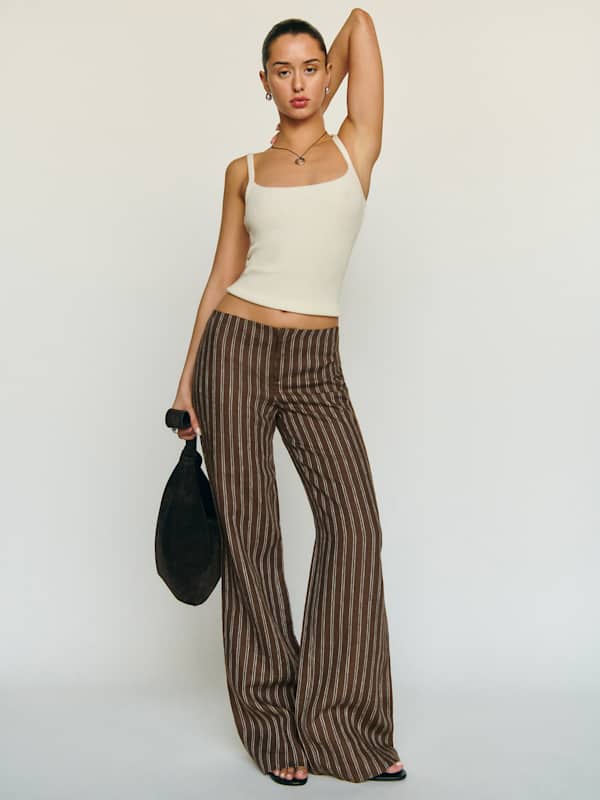 Petites Vida Linen Low Rise Pant - Boardwalk Stripe